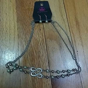 Paparazzi Jewelry - Necklace & Earring Set: Infinity and Green beads Paparazzi Jewelry - Necklace & Earring Set: Infinity and Green beads